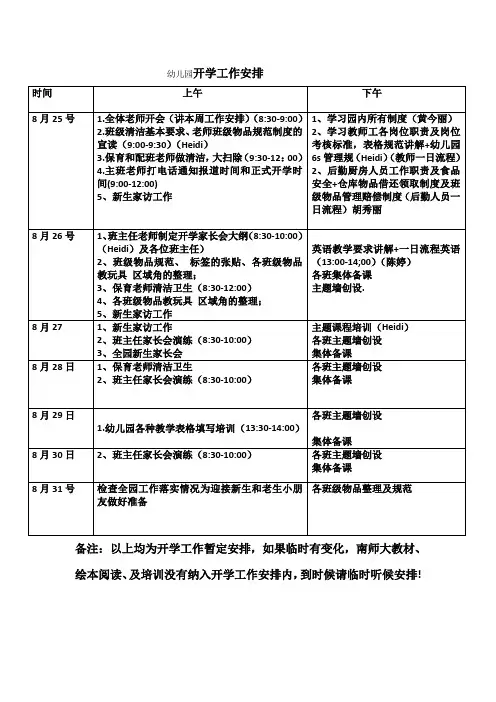 2017年秋季开学工作安排(1)