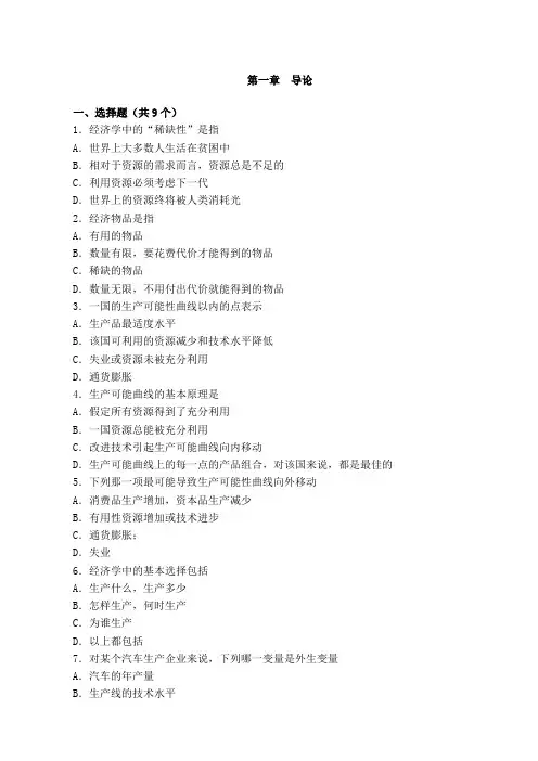 微观经济学知识点总结