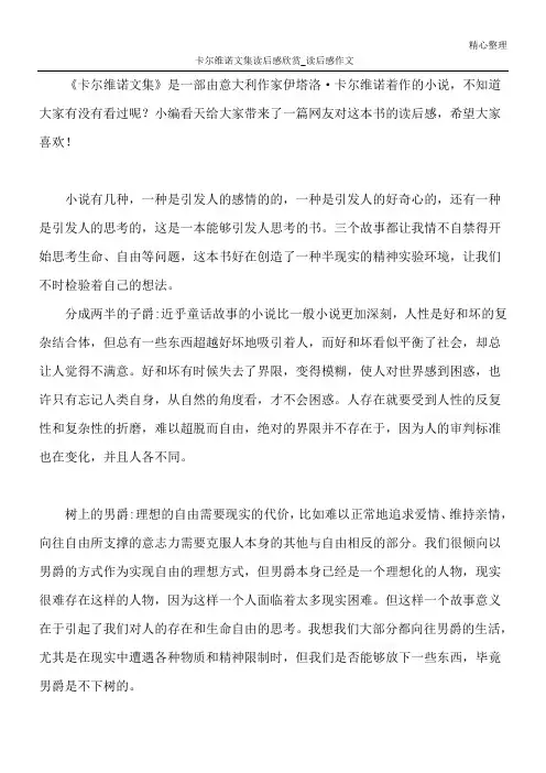 卡尔维诺文集读后感欣赏_读后感作文