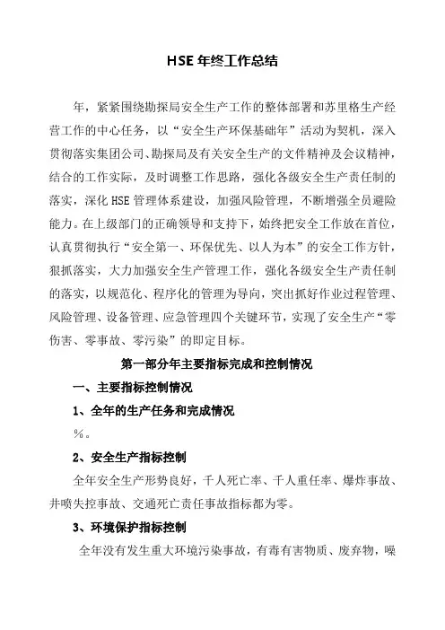 HSE年终工作总结