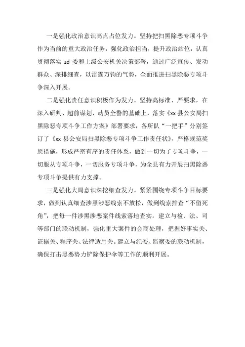 公安局推进扫黑除恶专项斗争工作总结