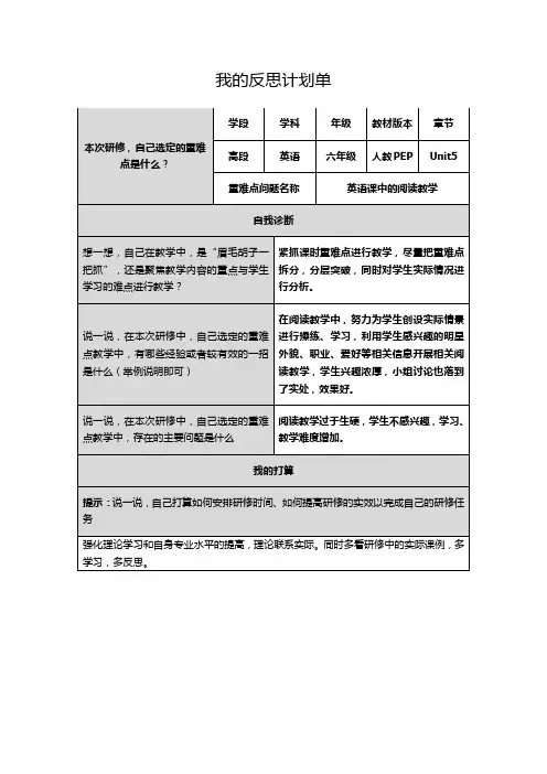 我的反思计划单