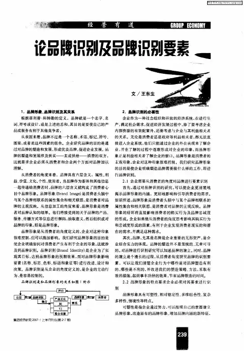 论品牌识别及品牌识别要素