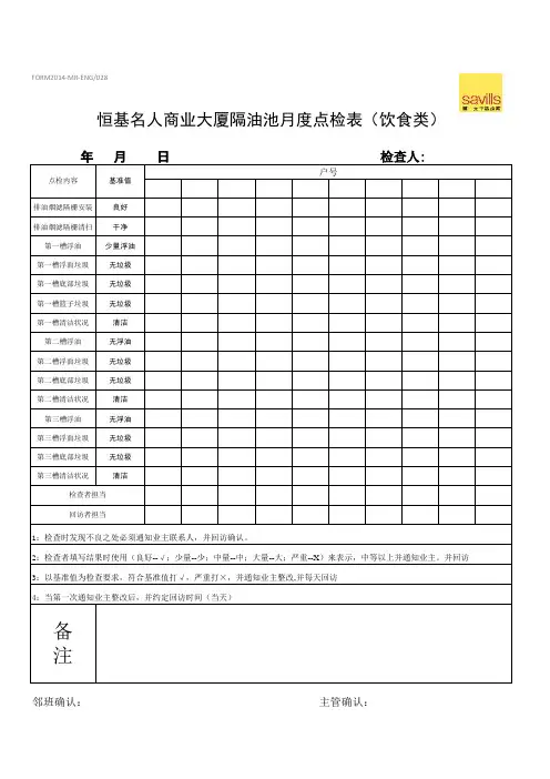 FORM2014-MR-ENG028隔油池月度点检表(饮食类)