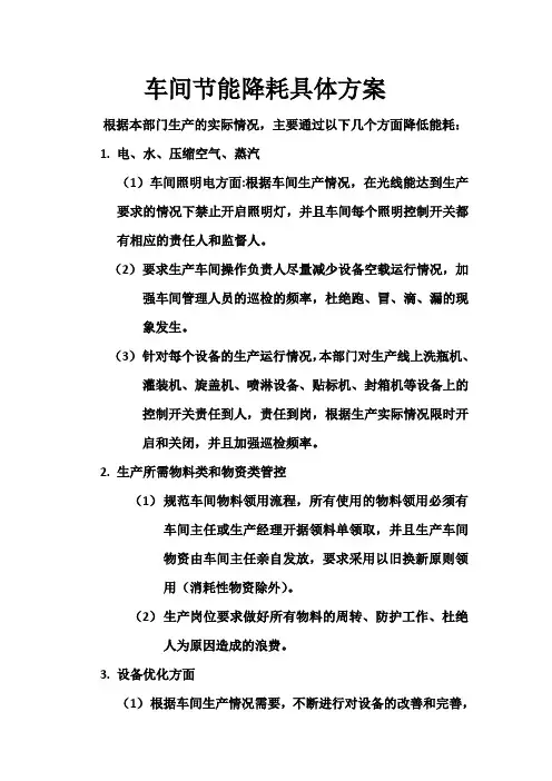 车间节能降耗方案