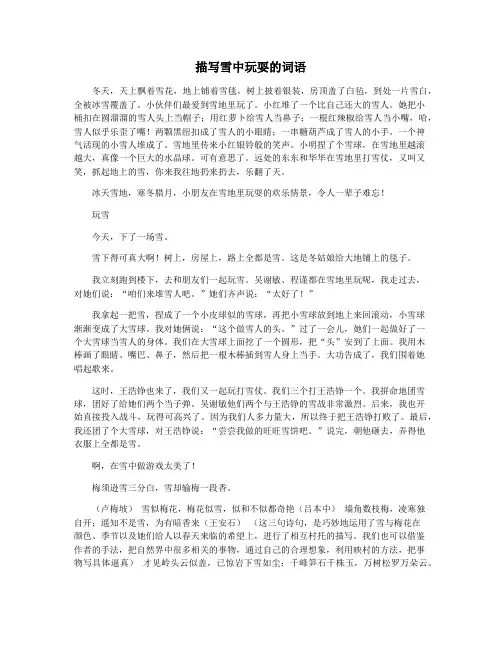 描写雪中玩耍的词语