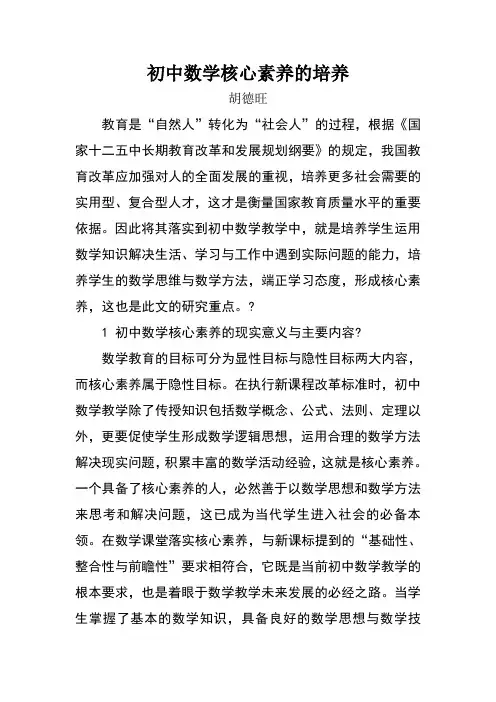 初中数学核心素养的培养