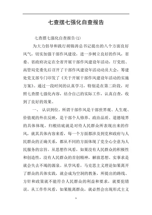 七查摆七强化自查报告