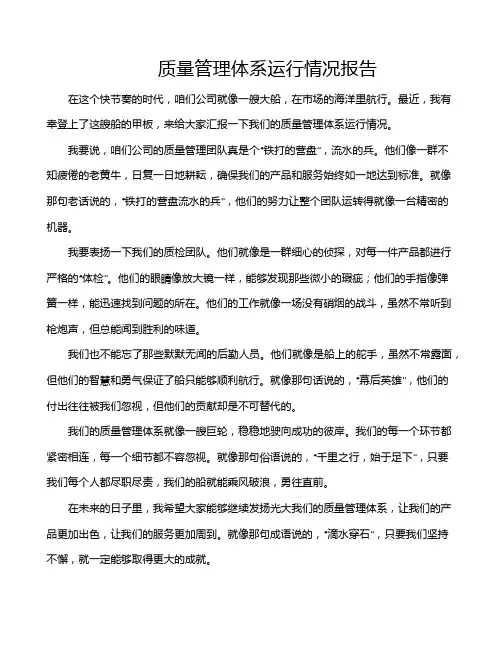 质量管理体系运行情况报告