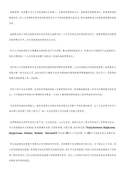 集团管控的战略方案管理体系