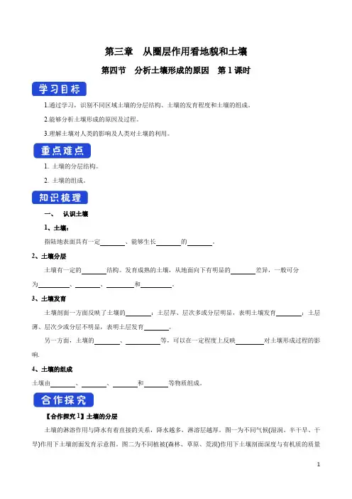 鲁教版高中地理2019年新教材必修第一册3.4 分析土壤形成的原因(第1课时)导学案
