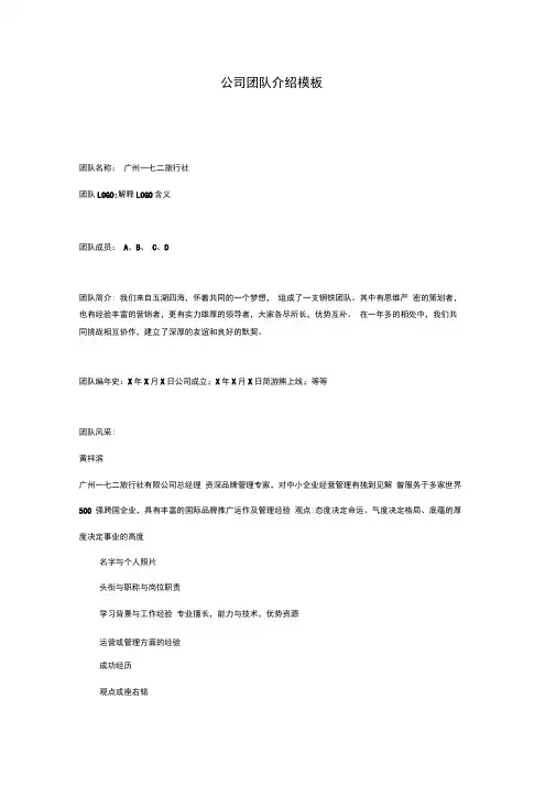 公司团队成员介绍