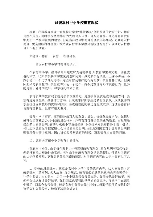 浅谈农村中小学校德育现状