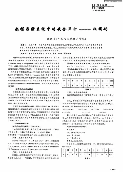 数据存储系统中的安全卫士——汉明码