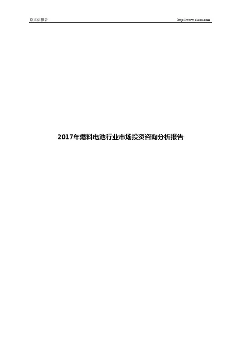2017年燃料电池行业市场投资咨询分析报告
