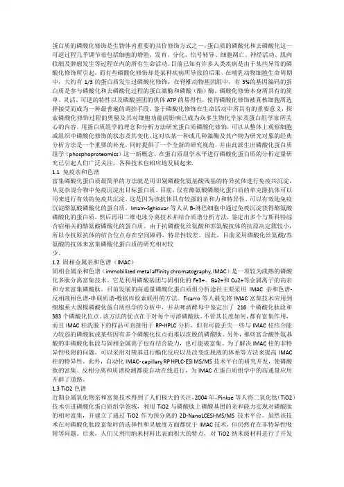 磷酸化蛋白质组学常用分析和定量方法