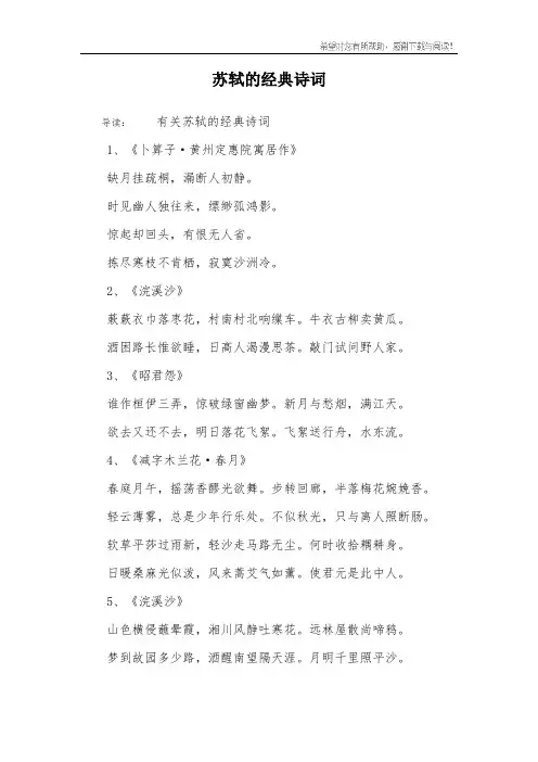 苏轼的经典诗词_1