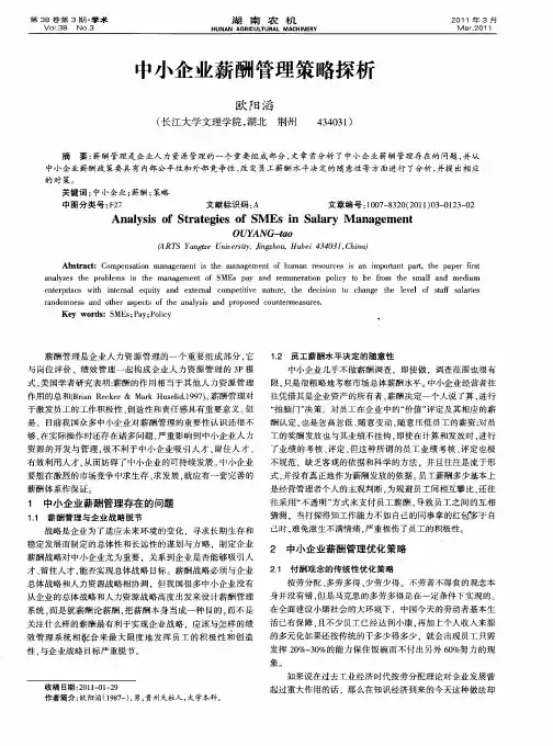 中小企业薪酬管理策略探析