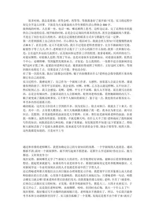 2015大学生寒假生活心得体会500字