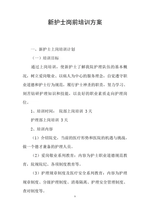 新护士岗前培训方案