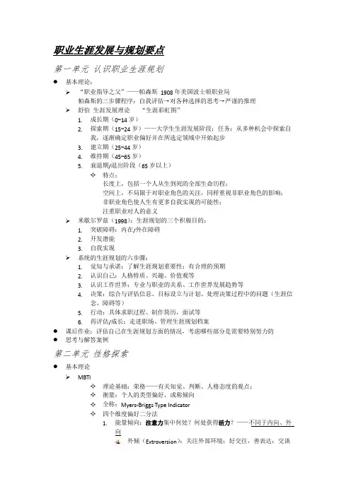 职业生涯发展与规划要点整理
