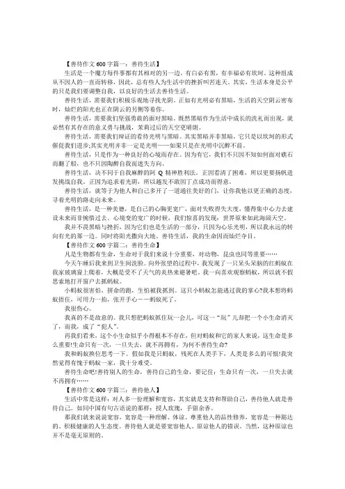 善待作文600字,以善待为话题的作文