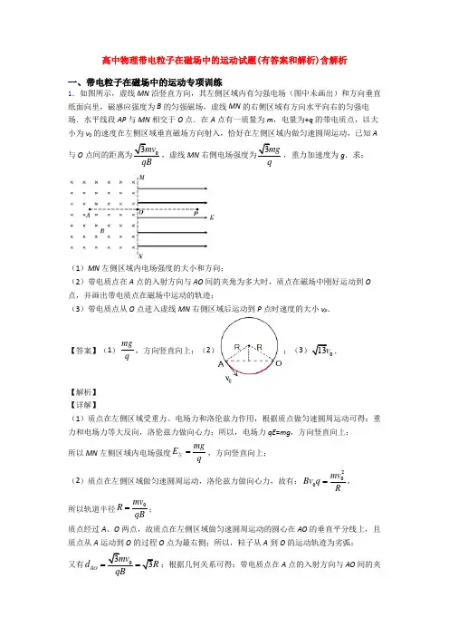 高中物理带电粒子在磁场中的运动试题(有答案和解析)含解析