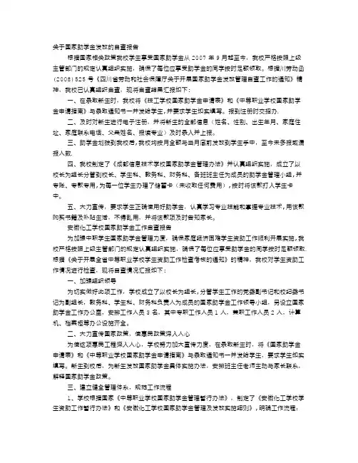 助学金自查报告
