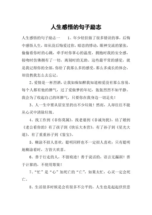 人生感悟的句子励志_后悔中感悟人生
