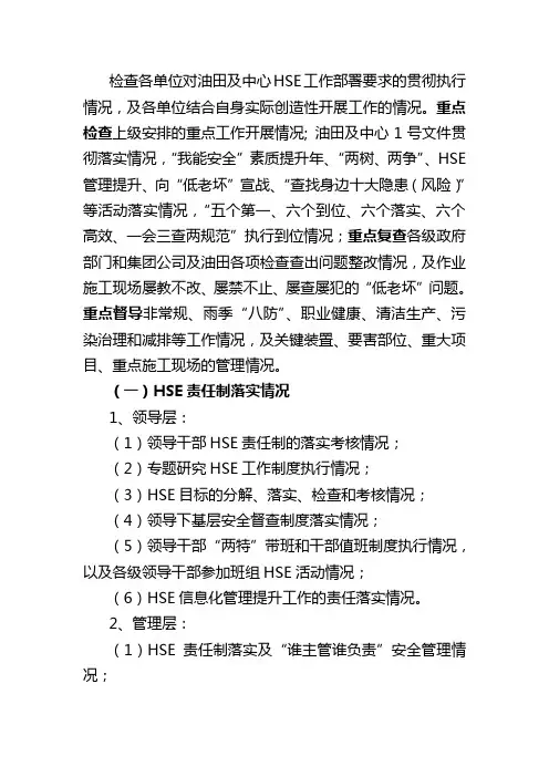 HSE大检查项点