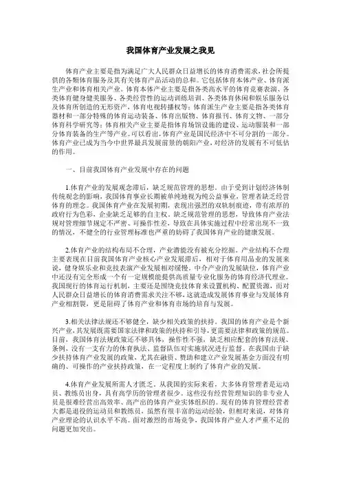 我国体育产业发展之我见