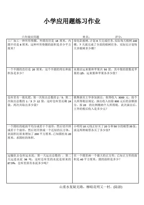 小学六年级数学自我提高V (98)