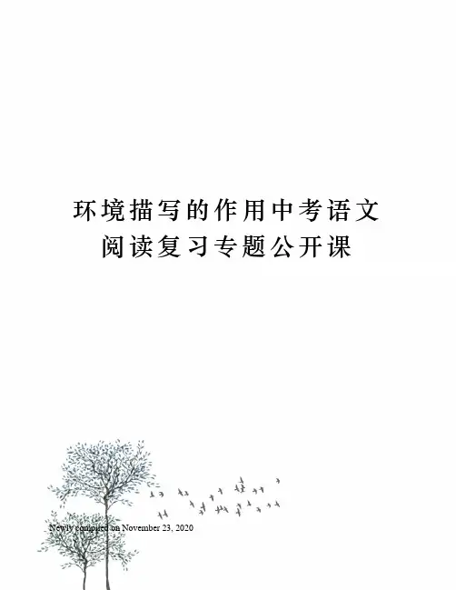 环境描写的作用中考语文阅读复习专题公开课