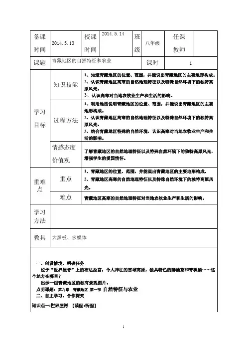 青藏地区的自然特征和农业