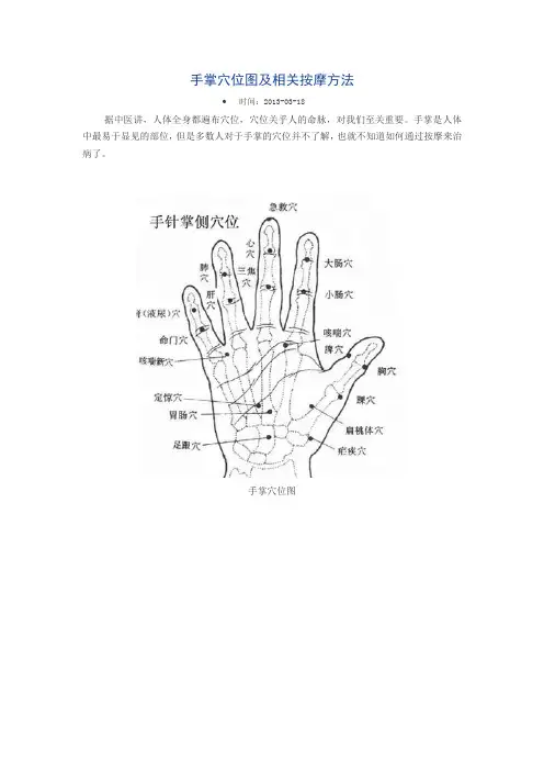 手掌穴位图及相关按摩方法