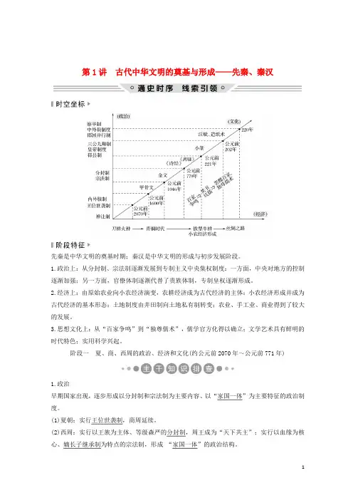 【复习必备】(通史版)2020版高考历史二轮复习 板块一 农耕文明时代的世界与中国 第1讲 古代中华文明的奠
