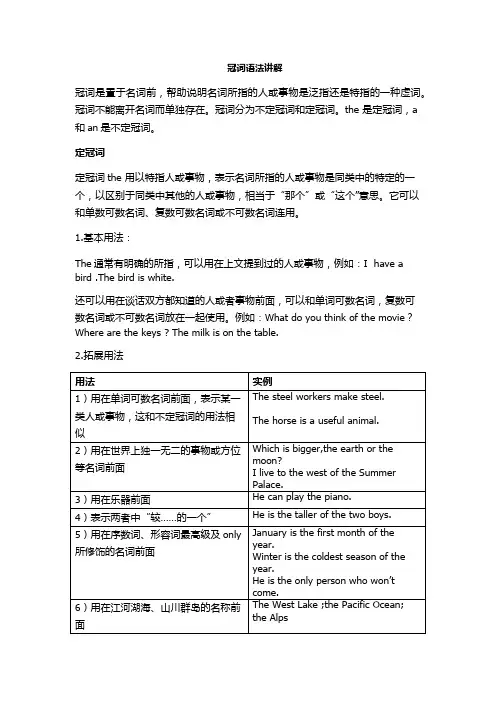 冠词语法讲解