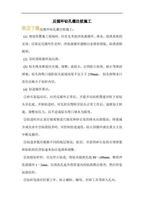 反循环钻孔灌注桩施工