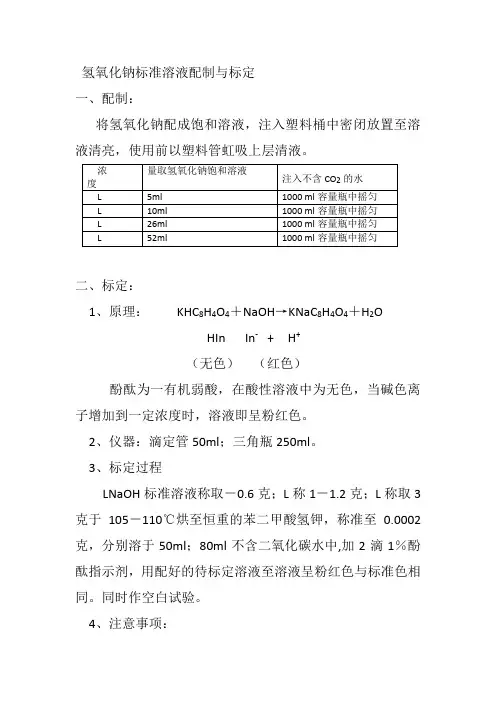氢氧化钠标准溶液配制与标定