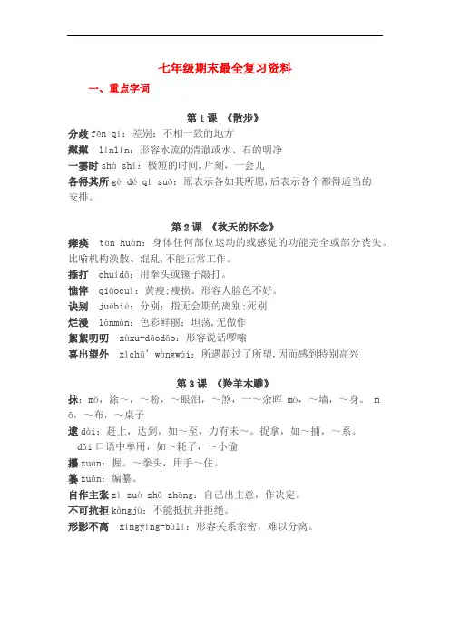 七年级期末最全复习资料