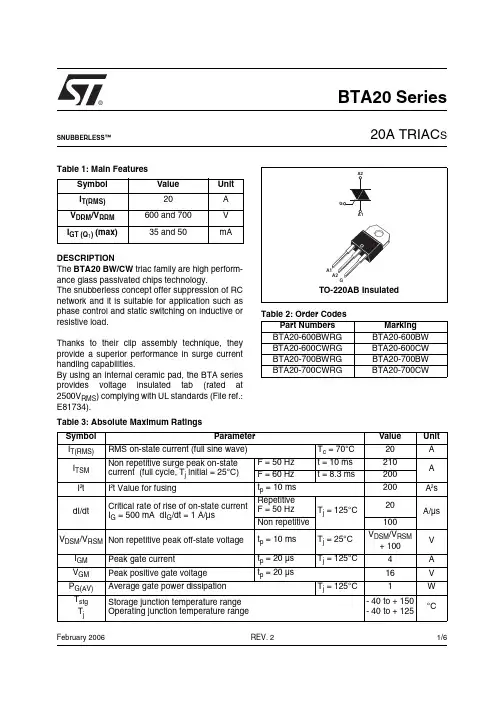 BTA20中文资料