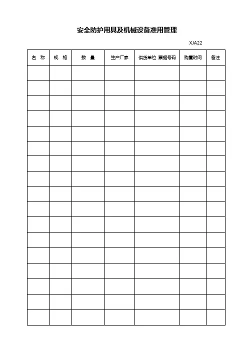 安全防护用具及机械设备准用管理