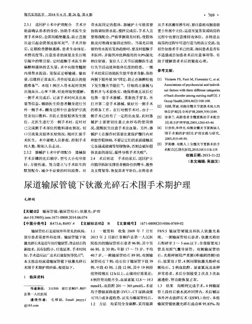 尿道输尿管镜下钬激光碎石术围手术期护理