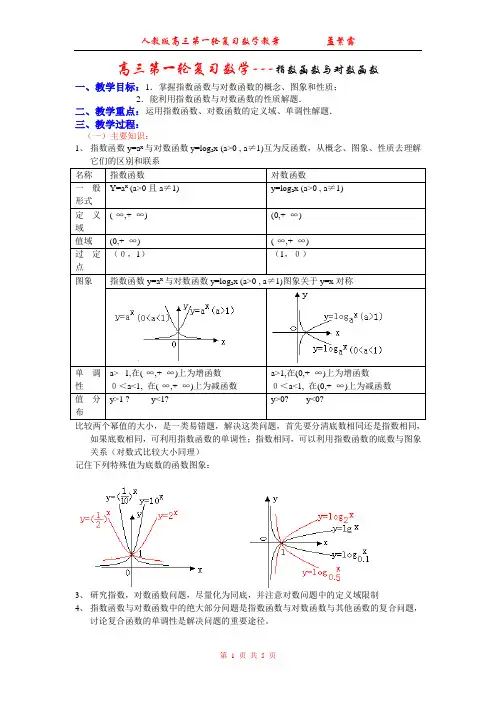 高三第一轮复习数学---指数函数与对数函数