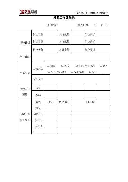 招聘工作计划表
