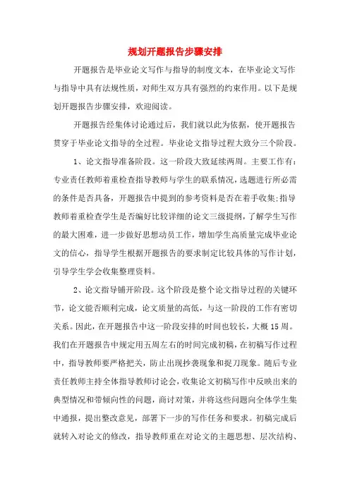 规划开题报告步骤安排