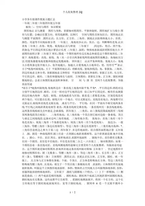 人教版小学数学知识点梳理