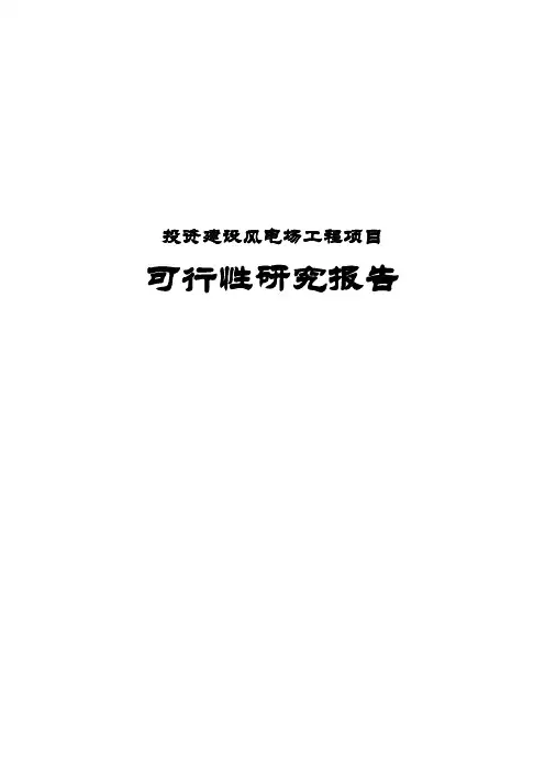 投资建设风电场工程项目可行性研究报告