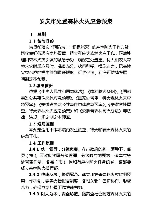 安庆市处置森林火灾应急预案