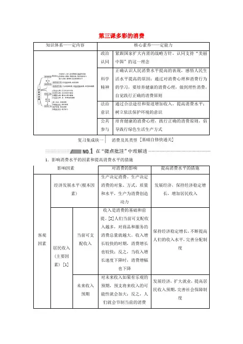 高考政治一轮复习第一模块经济生活第一单元生活与消费第三课多彩的消费讲义
